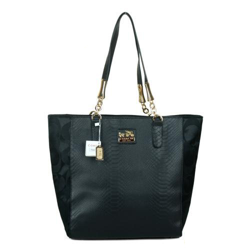 Coach Madison North South Bonded Small Black Totes EAX | Women